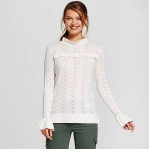 A new day sweater ruffled details knit sweater